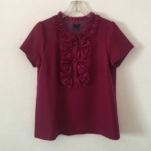 J. Crew I Fuchsia Wool Silk Embroidered Top